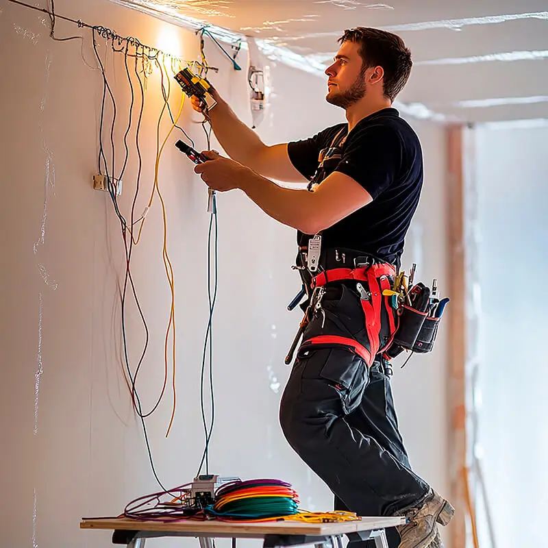 Electrician man with electical wires