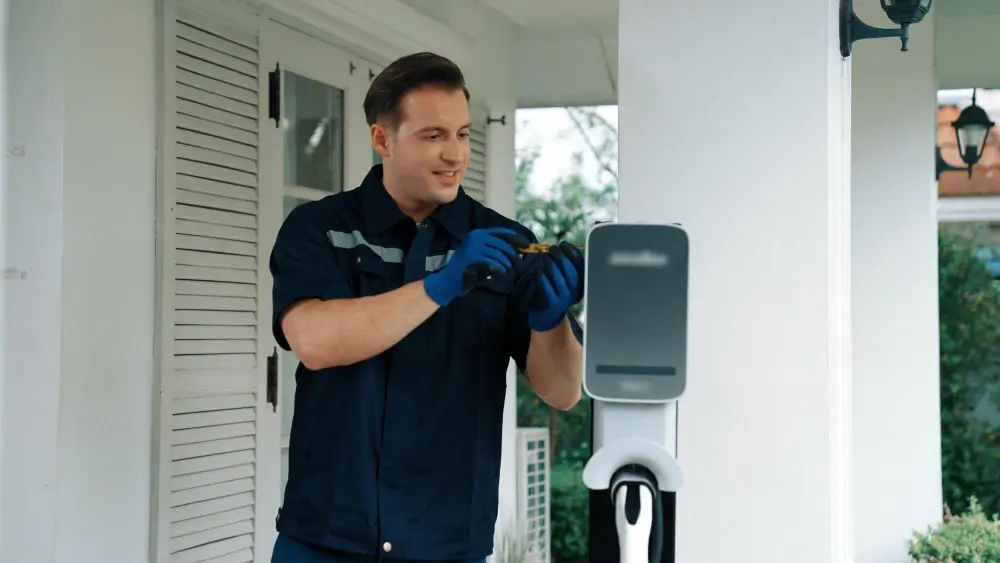 Electrician installing EV Charger