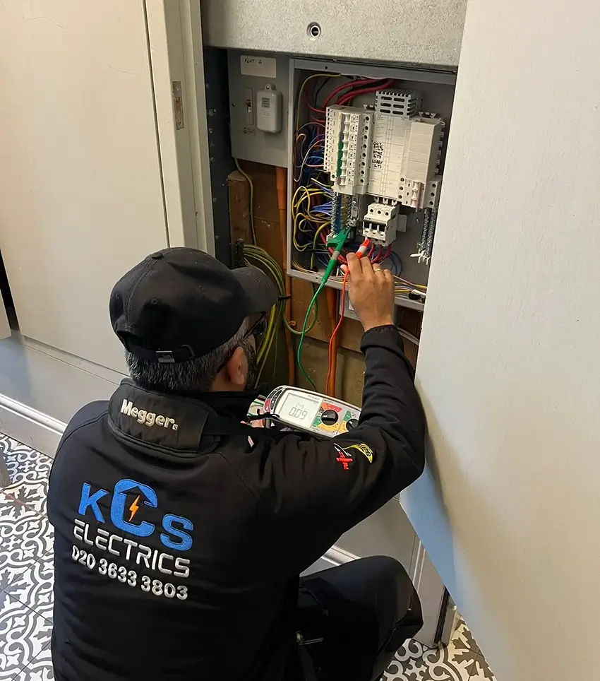 KCS Electrics Electrician testing the EICR test