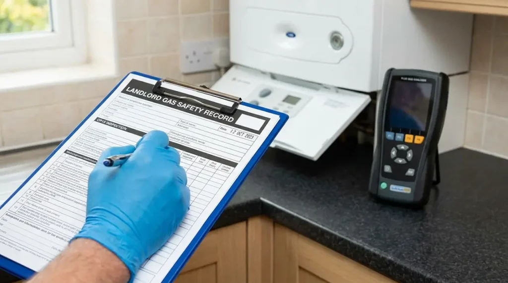 Landlord Gas Safety Record being completed after a CP12 inspection